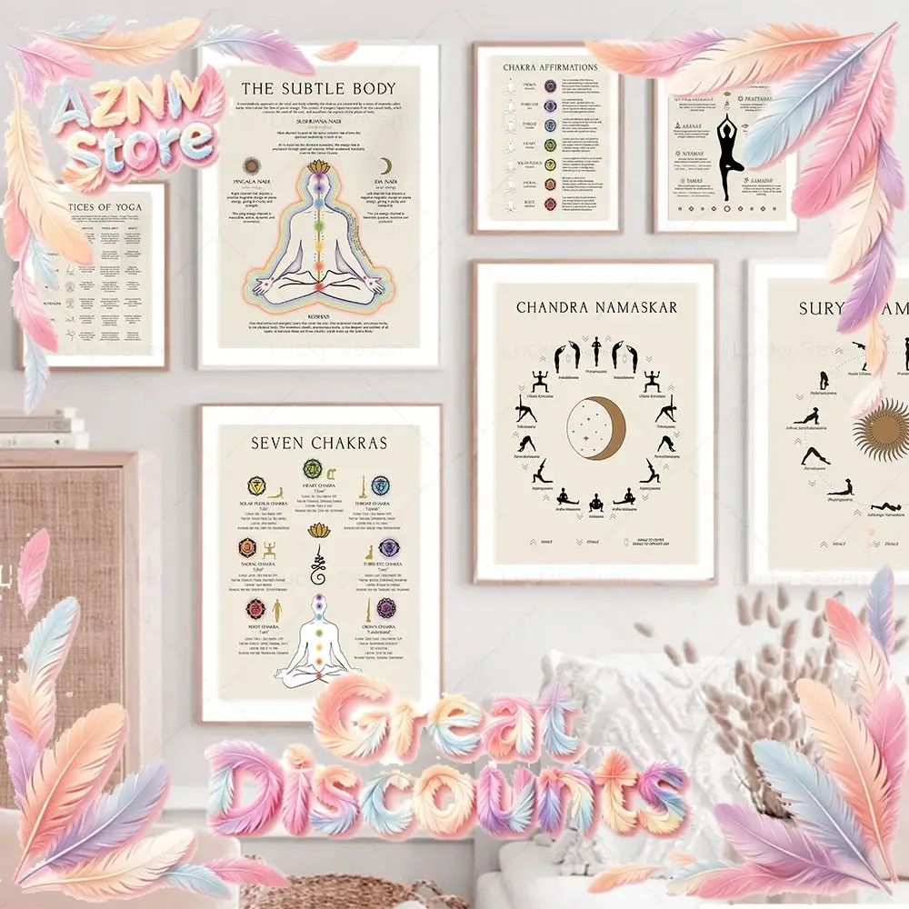 Zen Yoga Fitness - لوحة قماشية ثنائية الأبعاد: تحية الشمس