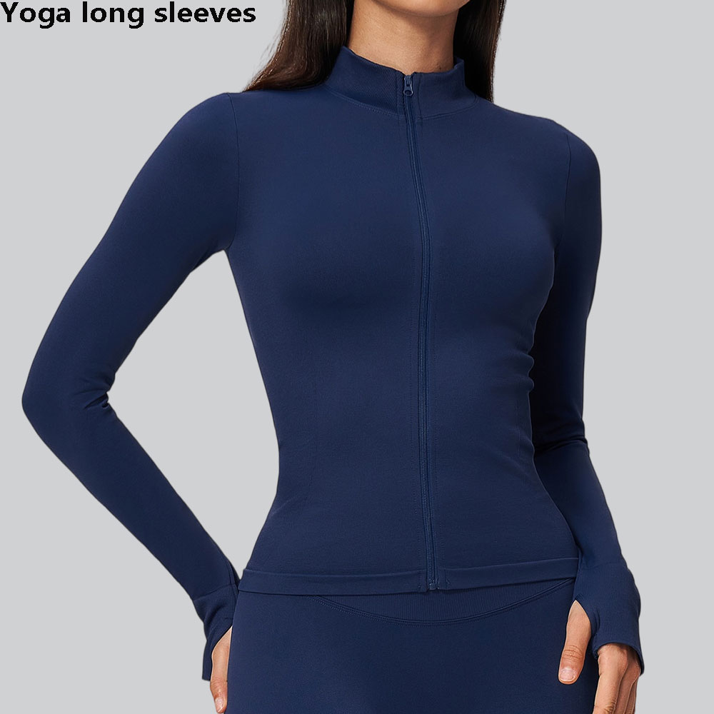 J-Yoga Fitness - سترة نسائية بدون خياطة بسحاب كامل،